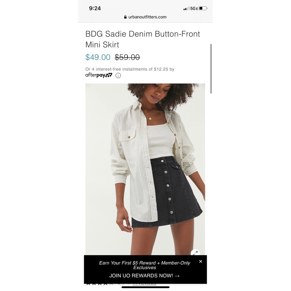 BDG SADIE denim skirt with button- front small - Picture 4 of 11